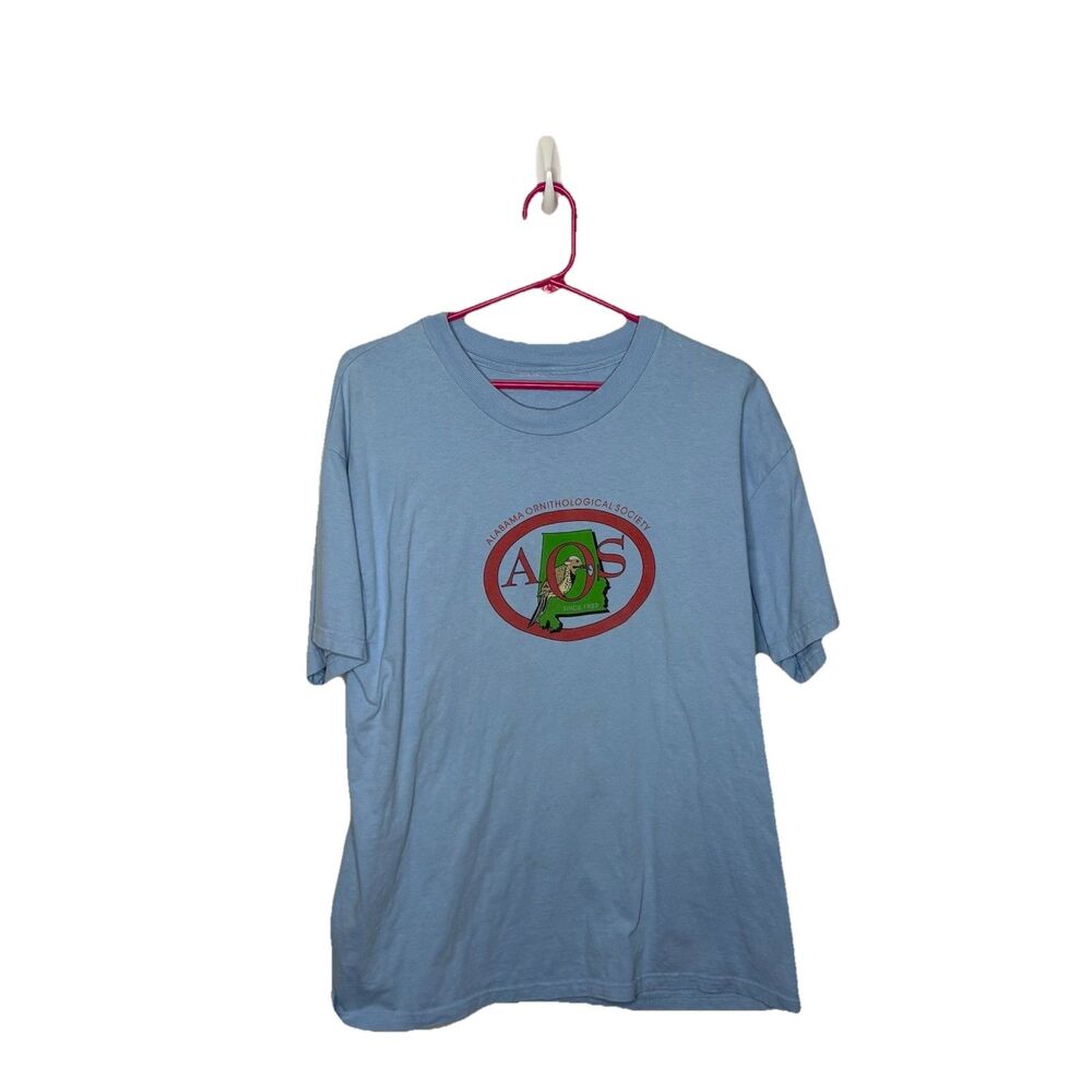 Vintage 1990s AOS Alabama Ornithological Society T Shirt Light Blue No size tag